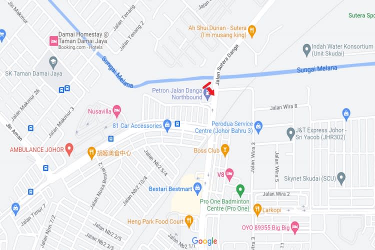 Jalan Sutera Danga, Johor Bahru, Johor (near Petron Jalan Danga Northbound)