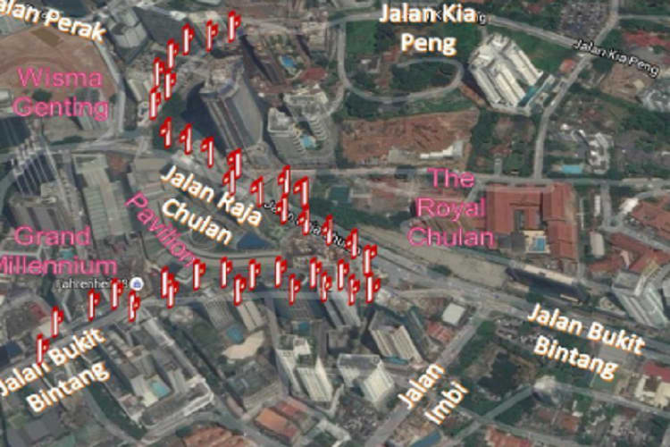 Map - 19 Panel Digital Street Bunting Billboard at Jalan Raja Chulan - Jalan Kia Peng, Kuala Lumpur