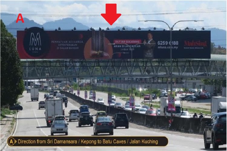 2 Sided Overhead Bridge Billboard at MRR2 Highway Expressway, Kepong, Kuala Lumpur