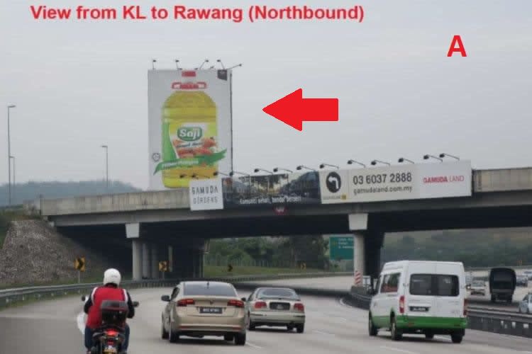 2 Sided Vertical Unipole Billboard at NSE Highway KM447.1, Rawang, Selangor