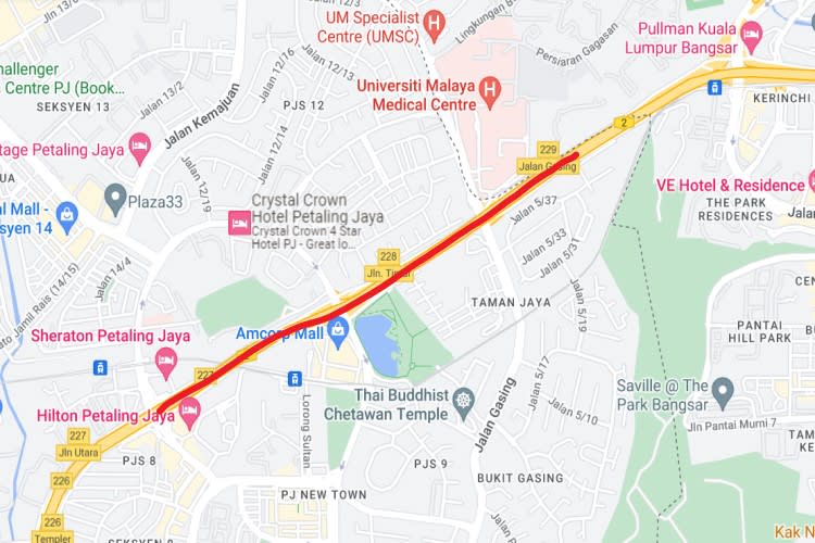 Map - 50 Panel Digital Street Bunting Billboard at Federal Highway, Kuala Lumpur (Kota Darul Ehsan Arch - PJ Hilton)