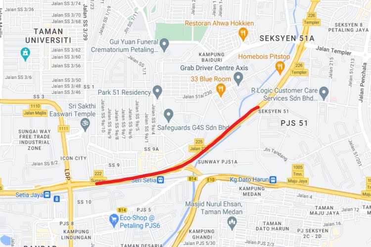 Federal Highway, Kuala Lumpur (Jalan 222 - LDP Sunway Bridge)