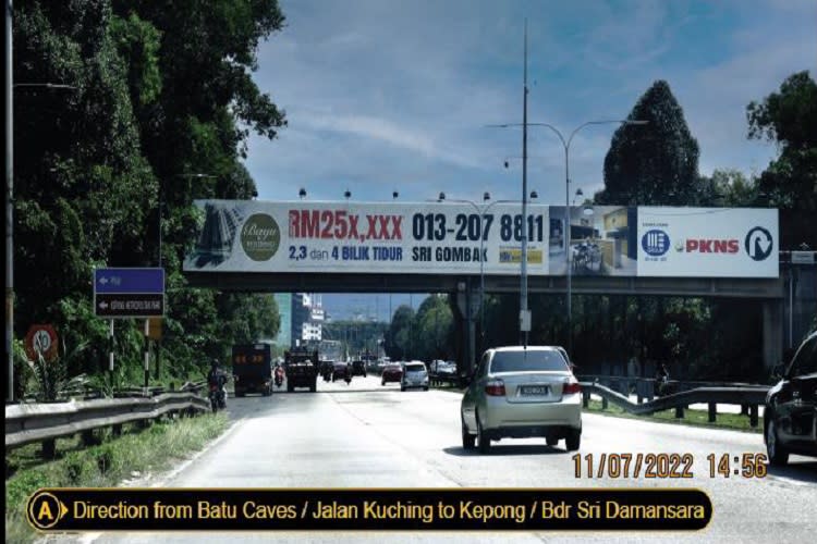 2 Sided Overhead Bridge Billboard at MRR2 Highway, Kuala Lumpur