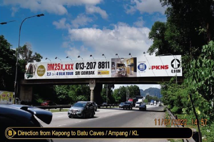 Overhead Bridge Billboard at MRR2 Highway, Kuala Lumpur