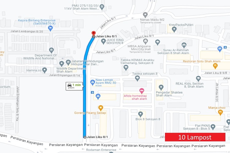 Jalan Liku 8/1, Seksyen 8, Shah Alam, Selangor