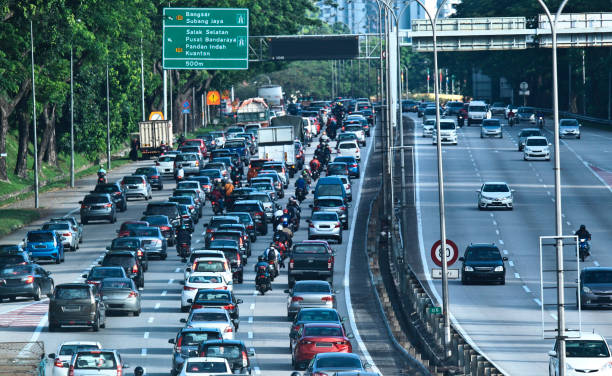 Traffic jam on a highway in Malaysia