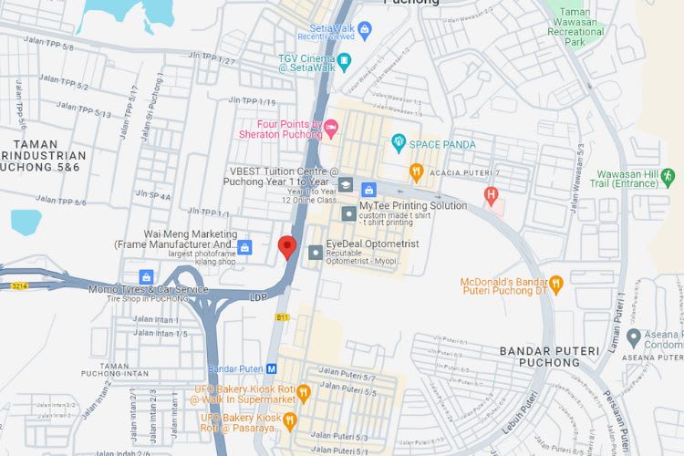 Batu 12, LDP Highway, Puchong, Selangor (opposite Setiawalk)