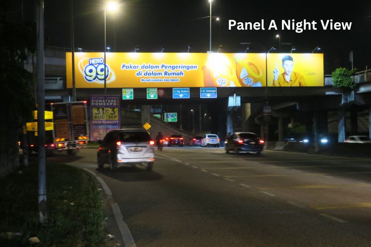 Night View - Overhead Bridge Billboard at MRR2, Taman Bukit Maluri / Bandar Manjalara, Kepong, Kuala Lumpur