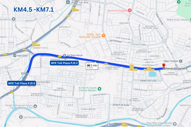 NPE / New Pantai Expressway, KM4.5-KM7.1, KM12-KM14, Kuala Lumpur