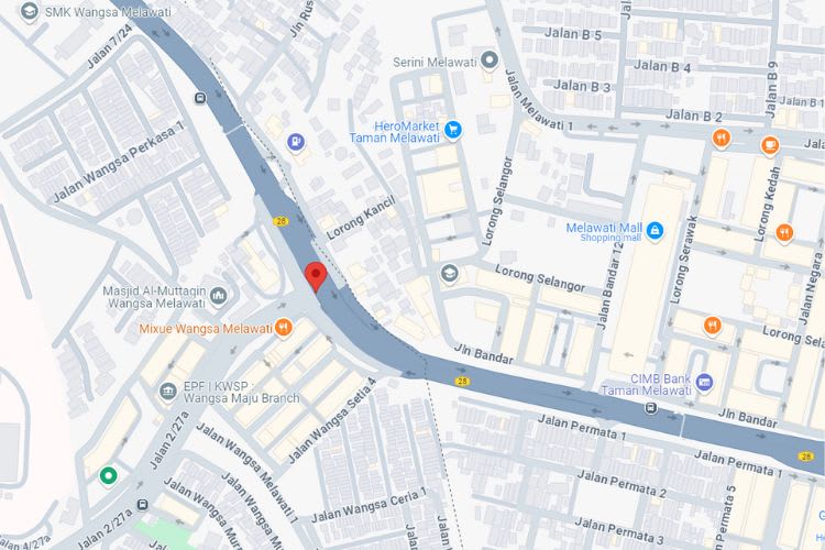 Jalan 2/27a on flyover MRR2, Wangsa Melawati, Kuala Lumpur (near Melawati Mall)