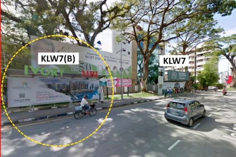 5 Panel Bus Shelter Billboard at Jalan Kelawai, Georgetown, Penang ( 5 panels)