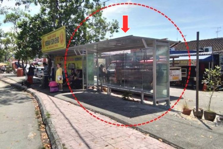 6 Panel Bus Shelter Billboard at Jalan Tun Dr. Awang, Bayan Lepas, Penang (4 panels, 2 side panels - Backlit LED Lightbox Panel Upgrade)