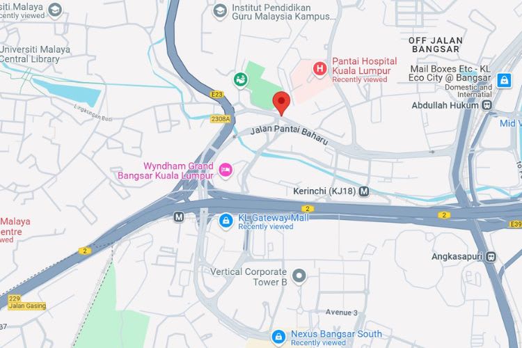 Map - Vertical Minipole Billboard at Jalan Pantai Baharu, Kuala Lumpur (near University Malaya)