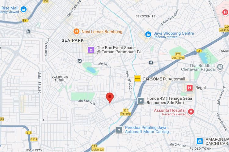 Map - Vertical Minipole Billboard at Persiaran P.P Narayanan, Seksyen 14, Petaling Jaya, Selangor (near Shell Petrol Station)