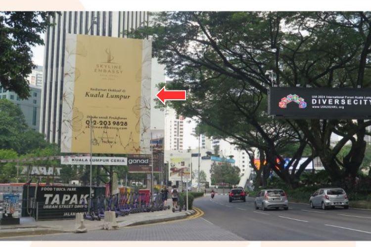 1 Sided Vertical Minipole Billboard at Jalan Ampang, Kuala Lumpur (near Tapak Urban Street Dining)