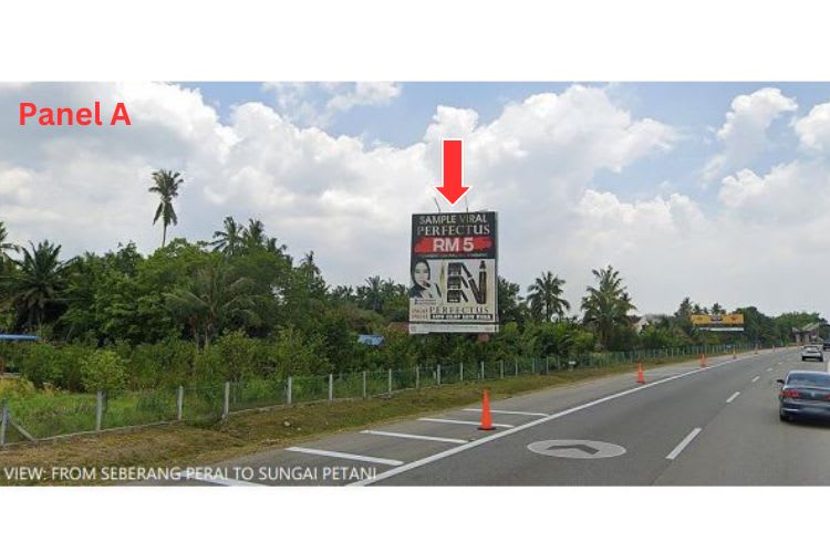 2 Sided Vertical Minipole Billboard at NSE Highway KM 121.4, Kepala Batas, Penang (near Bertam Interchange)
