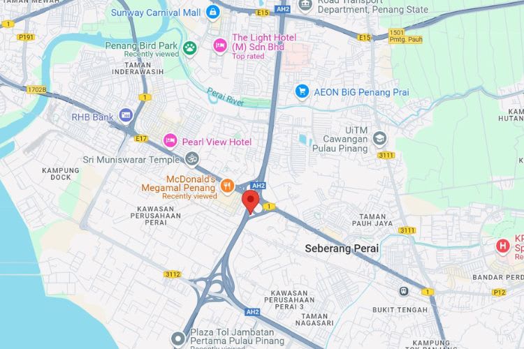 NSE Highway KM 138.1, Perai, Penang (near Penang 1st Bridge Toll Plaza)