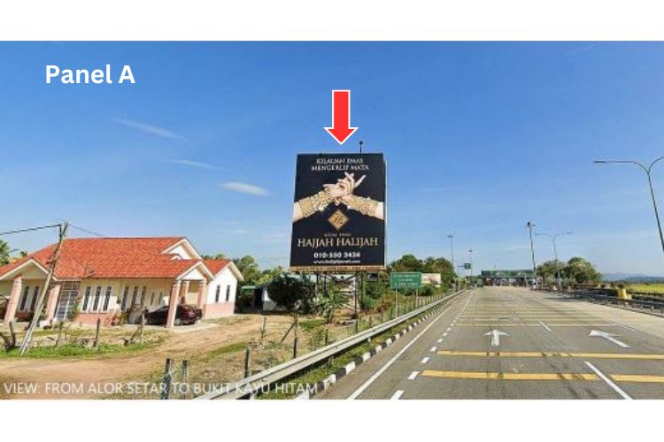 2 Sided Vertical Minipole Billboard at NSE Highway KM 41.2, Alor Setar, Kedah (near Hutan Kampung Toll Plaza)