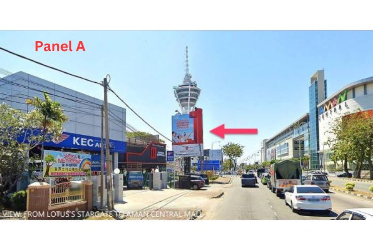 2 Sided Vertical Minipole Billboard at Darul Aman Highway / Jalan Teluk Wanjah, Alor Setar, Kedah (infront Aman Central Mall)