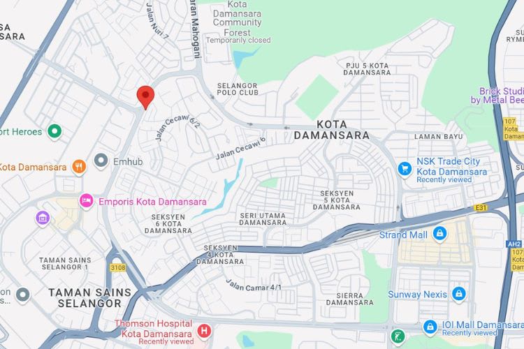 Map -  Vertical Minipole Billboard at Persiaran Surian / Persiaran Sungai Buloh, Kota Damansara, Petaling Jaya, Selangor