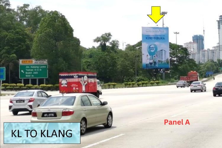 2 Sided Vertical Minipole Billboard at KESAS Highway KM49, Kuala Lumpur (near Toll Plaza West towards Awan Besar Bukit Jalil)