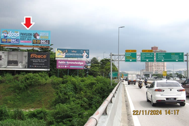 1 Sided Horizontal Spectacular Billboard at LDP Sunway KM19.45, Subang Jaya, Selangor (right after Toll before turning to KESAS)