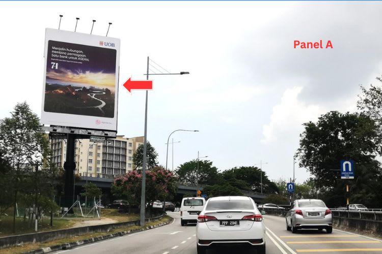 2 Sided Vertical Unipole Billboard at Jalan Masjid Negeri Roundabout, Jelutong, Penang