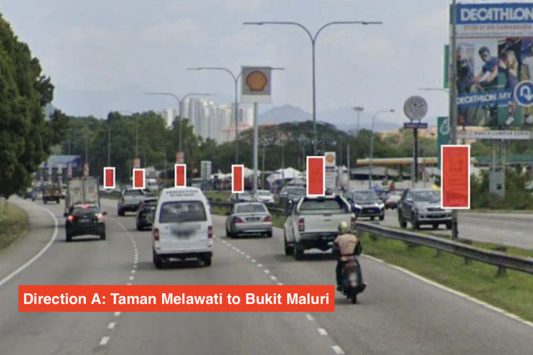 8 Panel Fixed Panel Street Bunting Billboard at MRR2 Bukit Maluri - Taman Melati, Selangor (Bukit Maluri - Bulatan Batu Caves / Sri Gombak - Taman Melati)