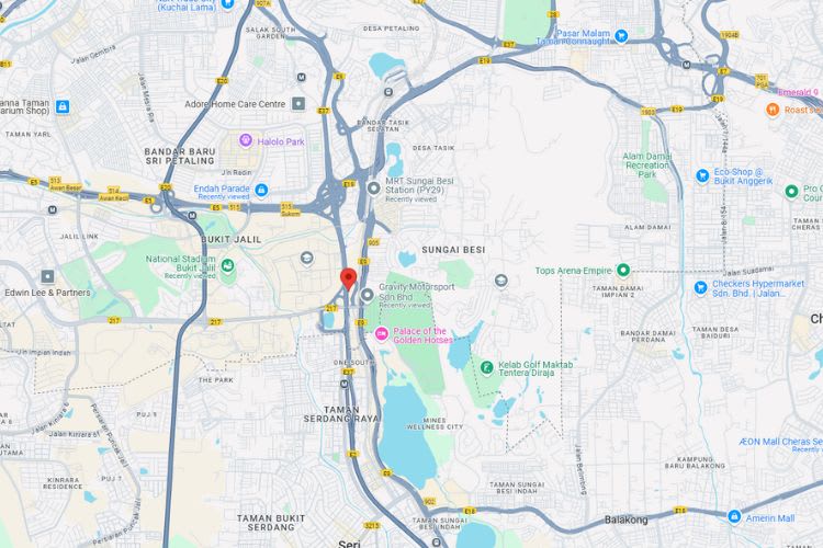 Map - Vertical Unipole Billboard at KL - Seremban Highway KM7.5, Kuala Lumpur (near Selangor Turf Club)