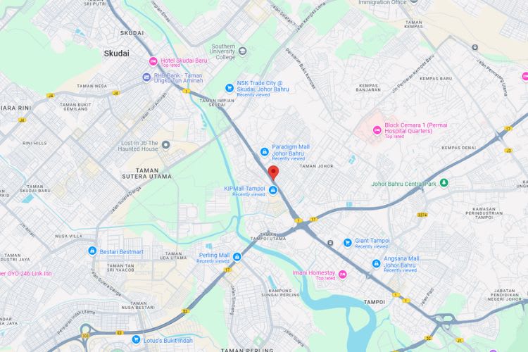 Map - Vertical Digital Screen Billboard at Jalan Skudai, Taman Dato' Penggawa Barat, Johor Bahru, Johor