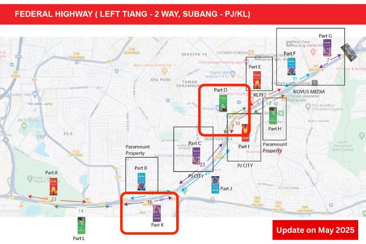 22 Panel Fixed Panel Street Bunting Billboard at Federal Highway, Petaling Jaya, Selangor (Kelab Golf Subang - Bangsar South)