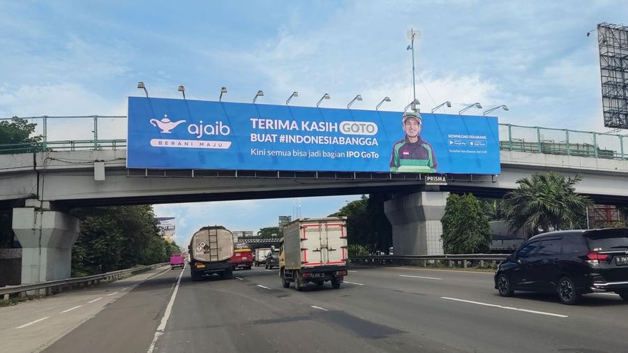 Ajaib Ads at Flyover Billboard in Jakarta, Indonesia