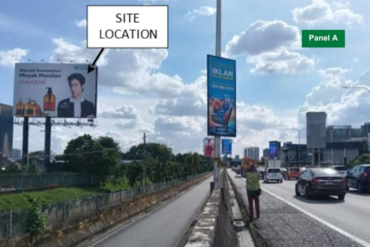 2 Sided Horizontal Twinpole Billboard at Federal Highway KM29.9, Petaling Jaya, Selangor (near Sunway exit)