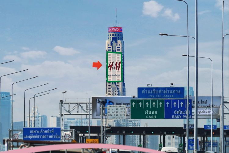1 Panel Building Wrap Billboard at Baiyoke Tower II (Side 2), Bangkok, Ratchthewi, Bangkok