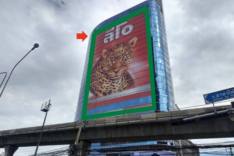 1 Vertical Building Wrap Billboard at Chartered Square Building on Silom Road, Bangkok, Bang Rak, Bangkok