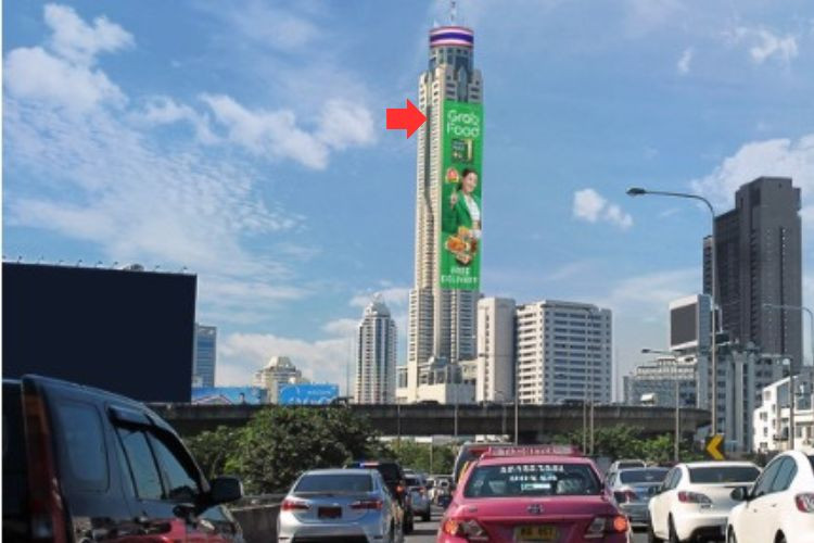 1 Panel Vertical Building Wrap Billboard at Baiyoke Tower II (Side 1), Bangkok, Ratchathewi, Bangkok