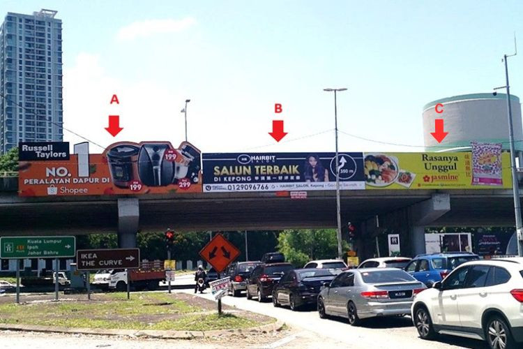 3 Panel Overhead Bridge Billboard at Lebuhraya Selayang - Kepong, MRR2 flyover, Kepong, Selangor (near Taman Daya Kepong)