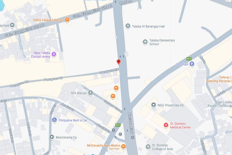 Map - Vertical Rooftop Billboard at Emilio Aguinaldo Highway, Talaba 7, Bacoor, Cavite (Nearby St. Dominic Hospital & Talaba Police Station)