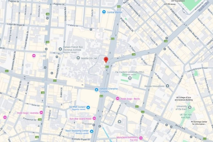 Map - Horizontal Wall-Mounted Billboard at Quezon Boulevard, Sta. Cruz, Manila, Quezon (near Far Eastern University)