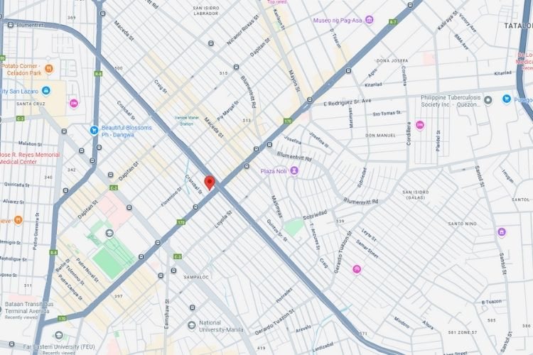 Map - Vertical Rooftop Billboard at España Boulevard cor. Prudencio St., Manila, Metro Manila (towards Quezon City)