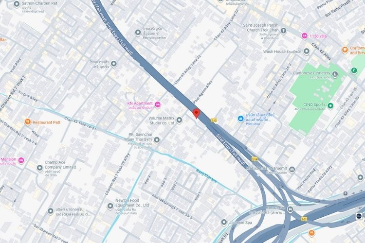 2nd expressway, Bangkok, Bang Kho Laem, Bangkok near the entrance to Rama 3. Left side