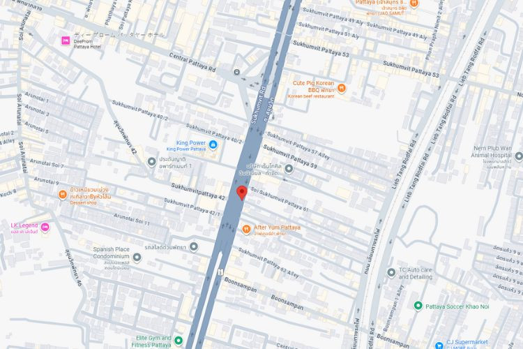 Sukhumvit Central Pattaya Road, Bang Lamung, Bangkok (opposite Kingpower) at the entrance to the tunnel