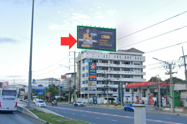 1 Panel Horizontal Classic Billboard Billboard at Sukhumvit Central Pattaya Road, Bang Lamung, Chon Buri Arrival in Bangkok before going down the tunnel.(Sea Side International Consulting Engineers Co., Ltd.)