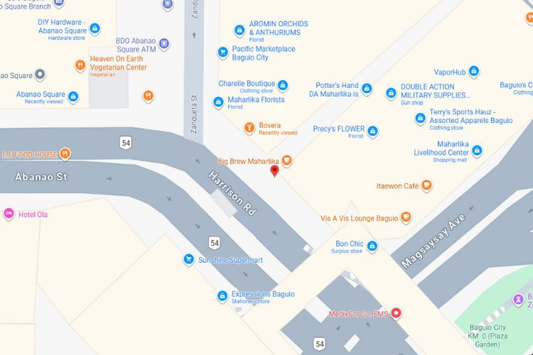 Map - Horizontal Rooftop Billboard at Maharlika Bldg. Cor. Abanao Street, Baguio, Benguet (Nearby Abanao Square)