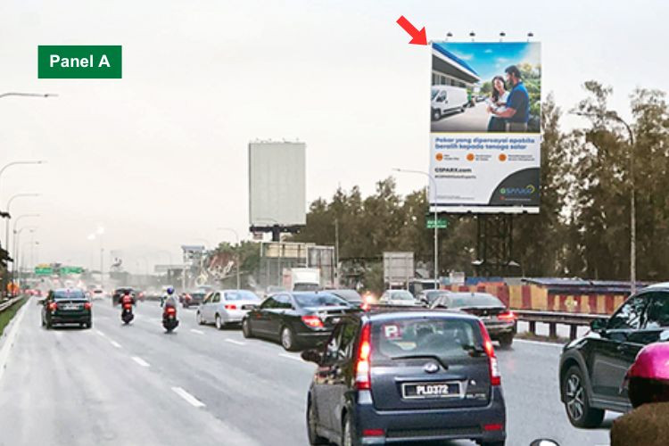 2 Sided Vertical Unipole Billboard at NSE Highway KM142.9, Juru, Penang
