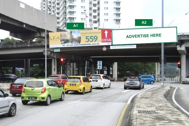2 Sided Overhead Bridge Billboard at Jalan Genting Kelang / Jalan Kolam Air, Kuala Lumpur (at MRR2 Highway flyover near TARUMT)