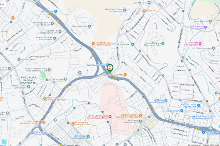 Map - Overhead Bridge Billboard at Jalan Genting Kelang / Jalan Kolam Air, Kuala Lumpur (at MRR2 Highway flyover near TARUMT)