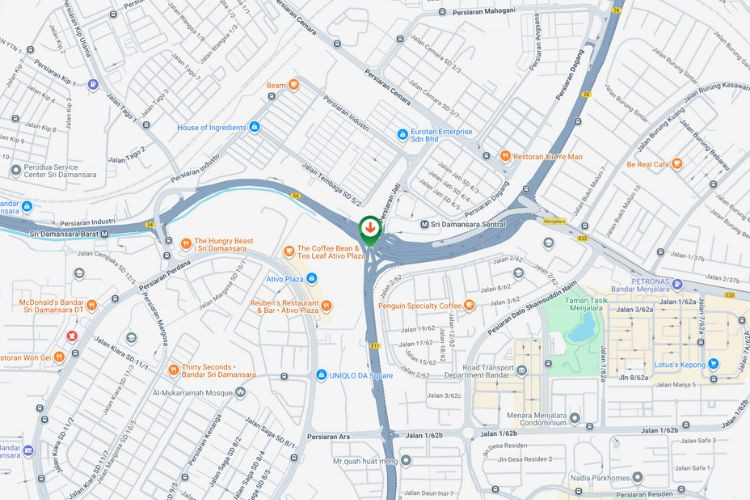 Map - Overhead Bridge Billboard at LDP Highway /  Jalan Kuala Selangor, Sri Damansara, Petaling Jaya, Selangor (A3)