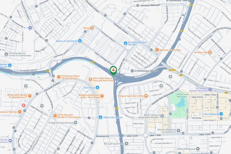 Map - Overhead Bridge Billboard at LDP Highway / Jalan Kuala Selangor, Sri Damansara, Petaling Jaya, Selangor