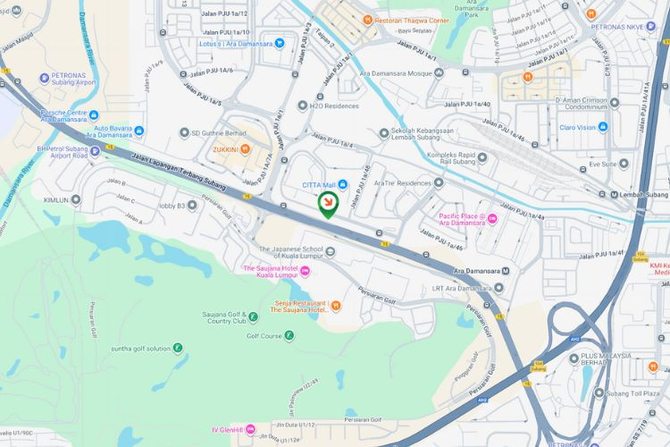 Map - Vertical Minipole Billboard at Jalan Lapangan Subang, Ara Damansara, Selangor (near Citta Mall)